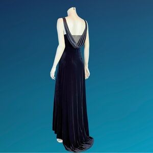 90s Gothic Velvet Deep Cowl Back Evening Gown / Studded 
Slip Dress S M